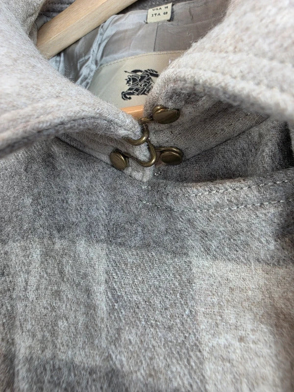 Burberry London Wool Blend Nova Check Double Breasted Pea Coat Jacket UK 16