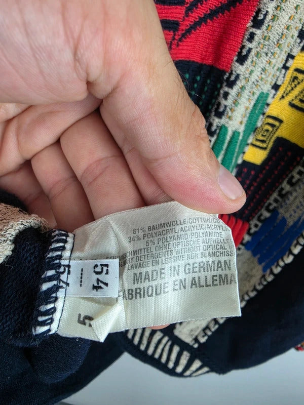 Carlo Colucci 90s 3D Knit Jumper Multicolor Coogi Style Size 54 XL
