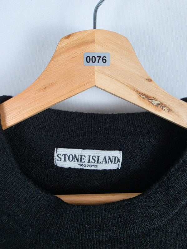 Stone Island Vintage AW07 Wool Crewneck Sweater Black Mens Size L