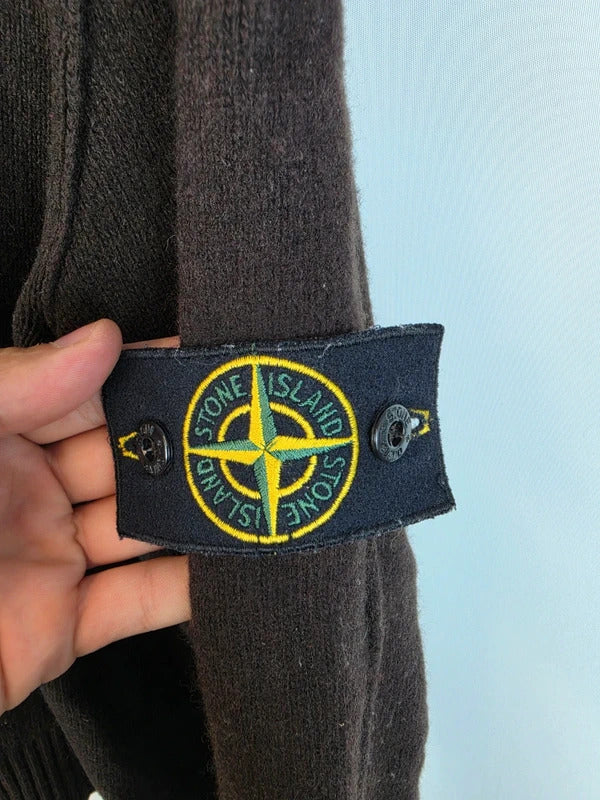 Vintage Stone Island AW 2007 Paul Harvey Quarter Zip Wool Jumper Brown XL