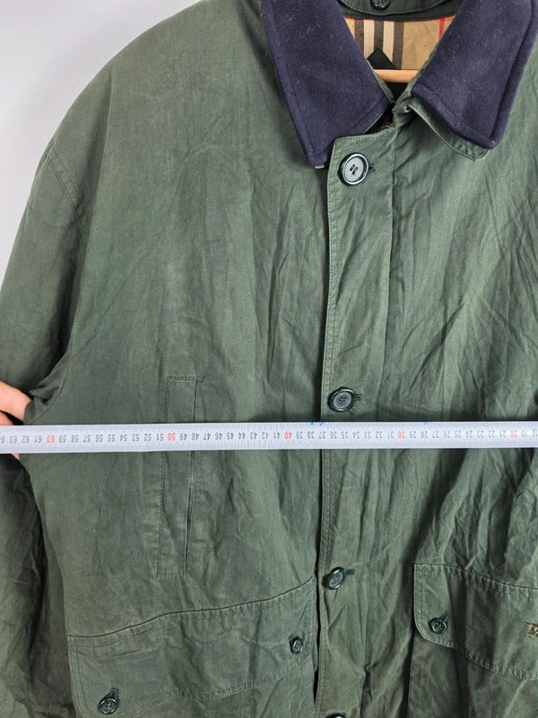 Vintage Burberrys Green Field Jacket Nova Check Lining – Size 50 XL