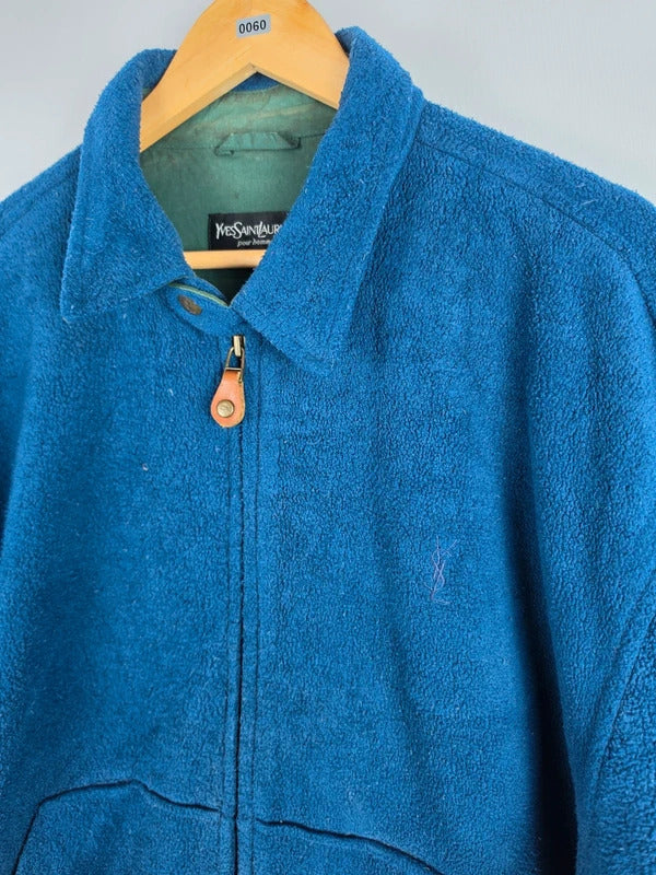 Yves Saint Laurent Pour Homme Navy Wool Blend Fleece Jacket – Size M