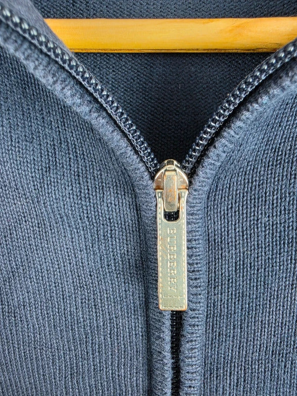 Burberry London Navy Full Zip Knit Cardigan – Size 7 / L