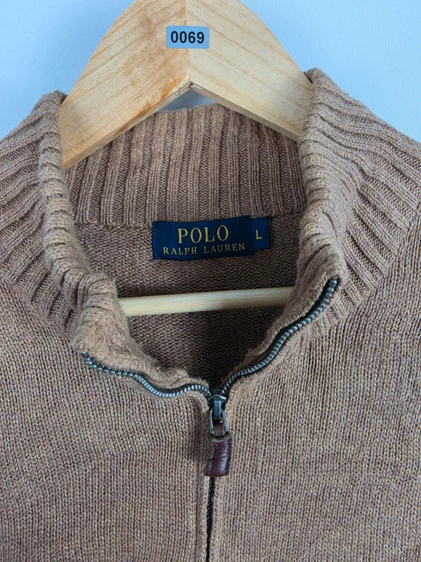 Polo Ralph Lauren Cotton Quarter-Zip Sweater Camel – Size L