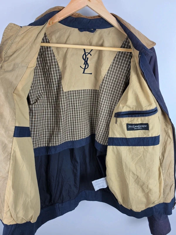 Vintage YSL Pour Homme Navy Harrington Jacket – Size L