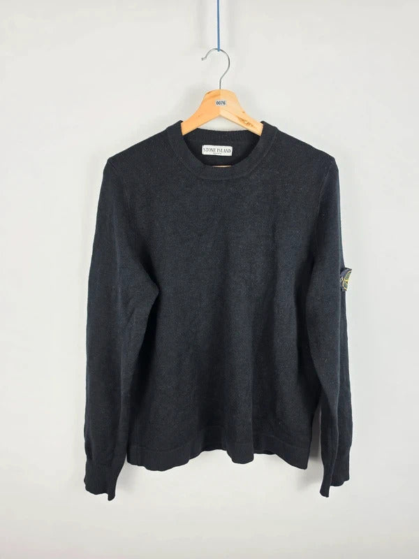Stone Island Vintage AW07 Wool Crewneck Sweater Black Mens Size L