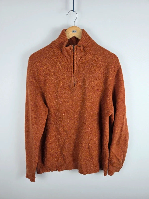 Burberry London Wool Blend Quarter-Zip Sweater Rust – Size 7 ( L )