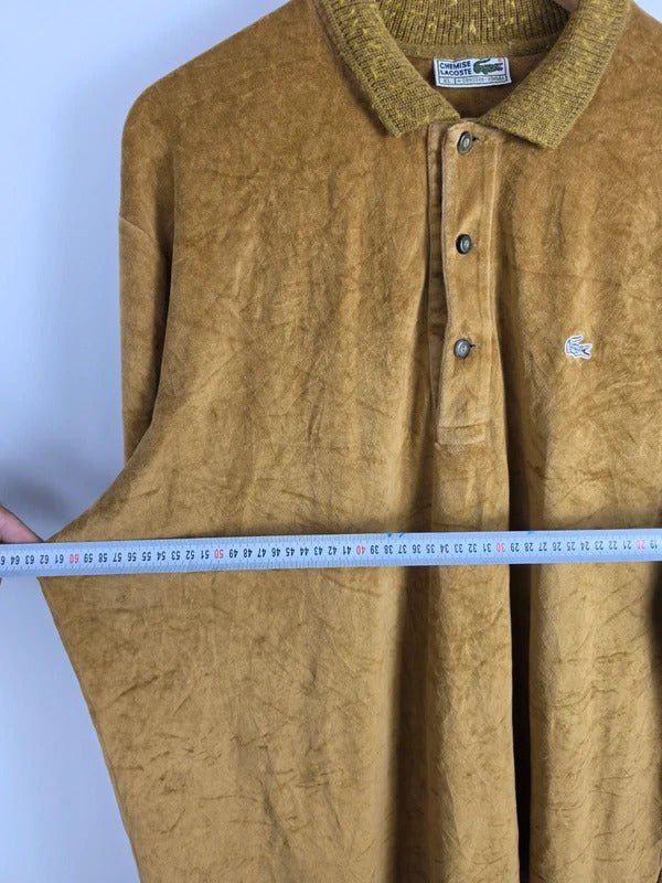 Chemise Lacoste Mustard Velour Long-Sleeve Polo – Size XL
