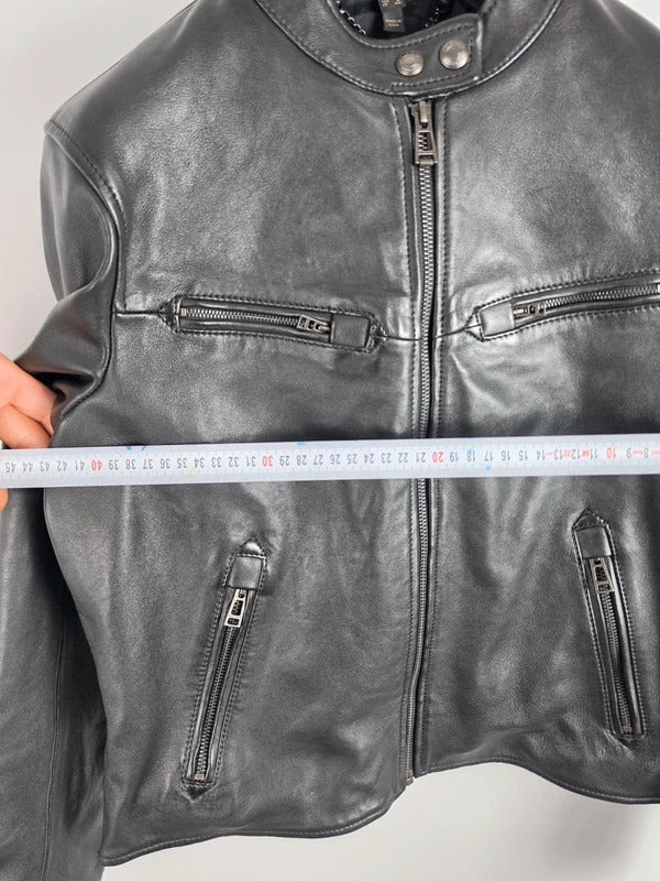 Belstaff Pine Black Lambskin Racer Jacket – UK 8 / IT 40