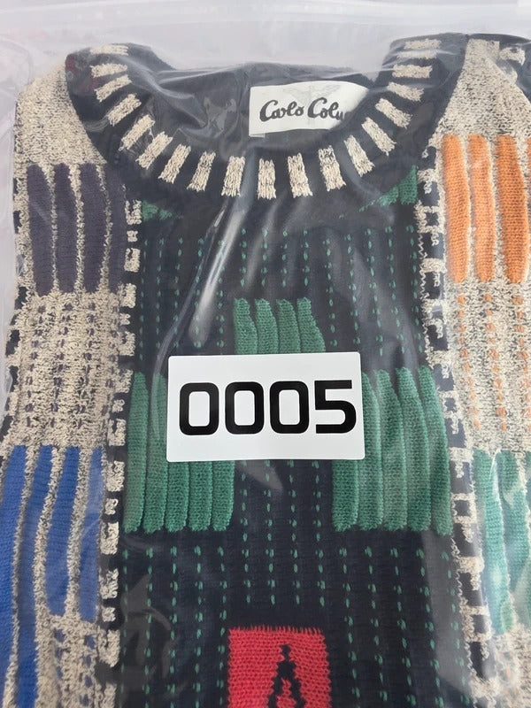 Carlo Colucci 90s 3D Knit Jumper Multicolor Coogi Style Size 54 XL