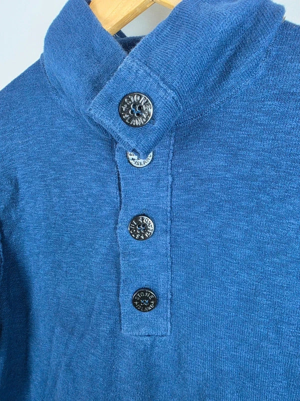 Stone Island Navy Cotton-Blend Henley Sweater – Size S