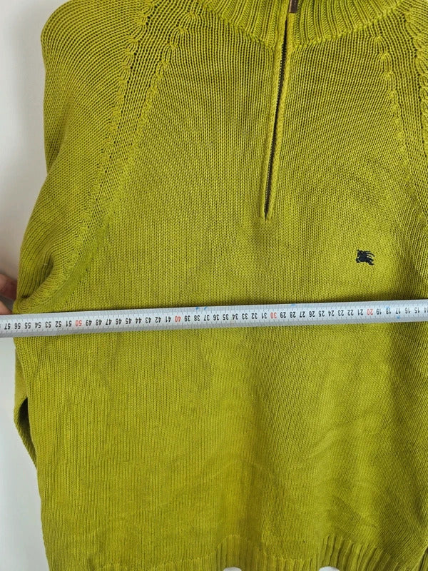 Burberry London Half Zip Cotton Lime Green Knit Pullover Size 5