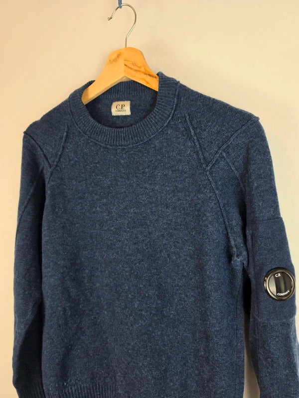CP Company Vintage Lens Wool Knit Jumper Navy Blue Size 48