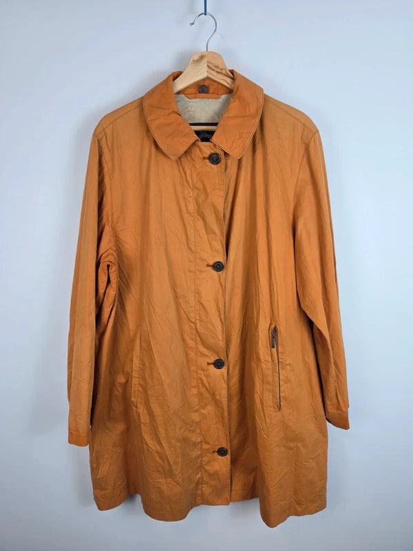Burberry London Vintage Trench Coat Jacket Ochre Orange Mustard Size 42 XL