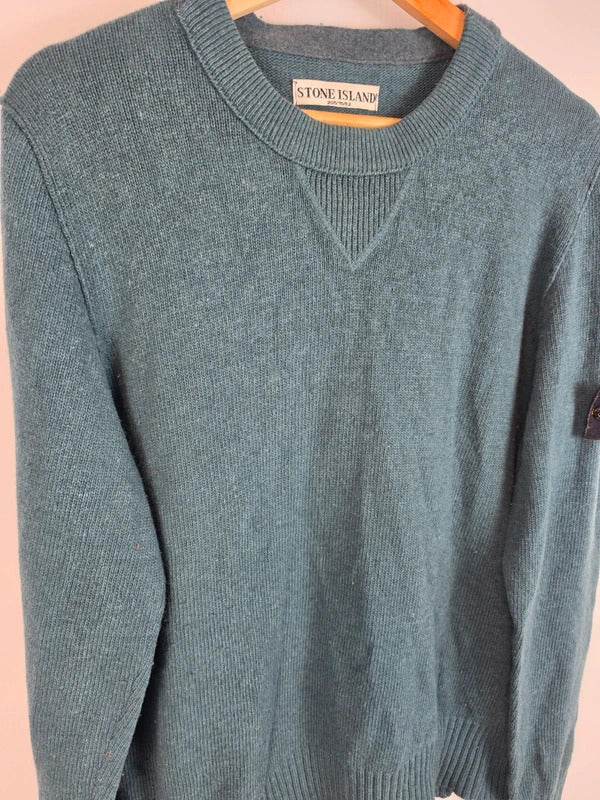 Vintage Stone Island AW10 Wool Blend Jumper Teal Blue Green Size L