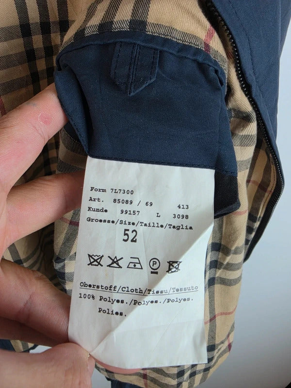 Burberry London Navy Harrington Jacket Nova Check Lined Size 52 Large