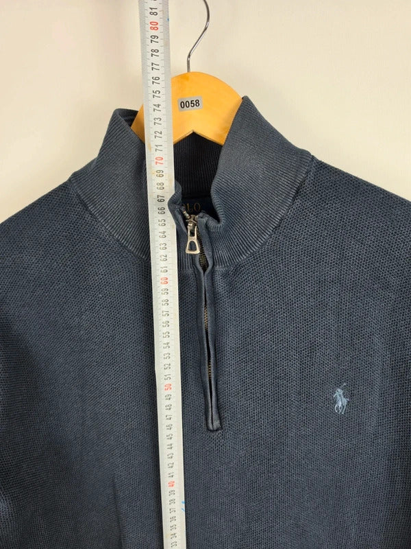 Polo Ralph Lauren Navy Pima Cotton Mesh Quarter-Zip Jumper – Size XXL
