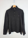Polo Ralph Lauren 1/4 Zip Sweatshirt Black Purple Pony Size L