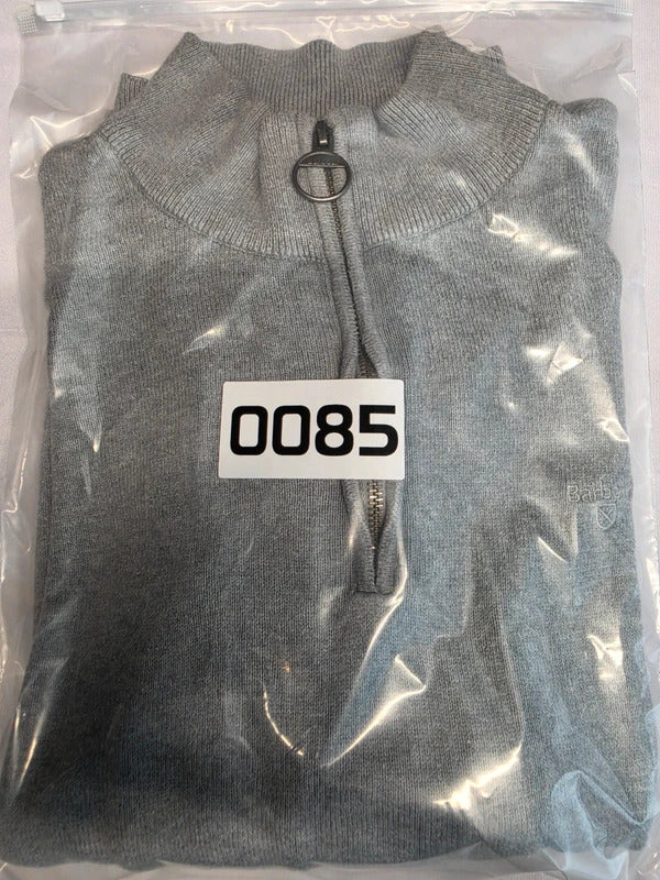 Barbour 100% Cotton 1/4 Zip Jumper Grey Melange - Size XL