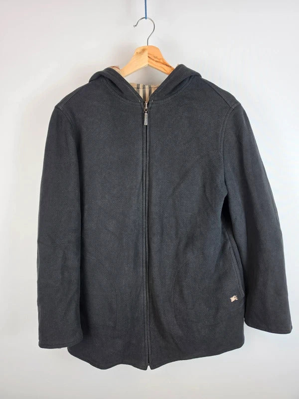 Burberry Reversible Hooded Jacket Nova Check Black Size 46 Medium
