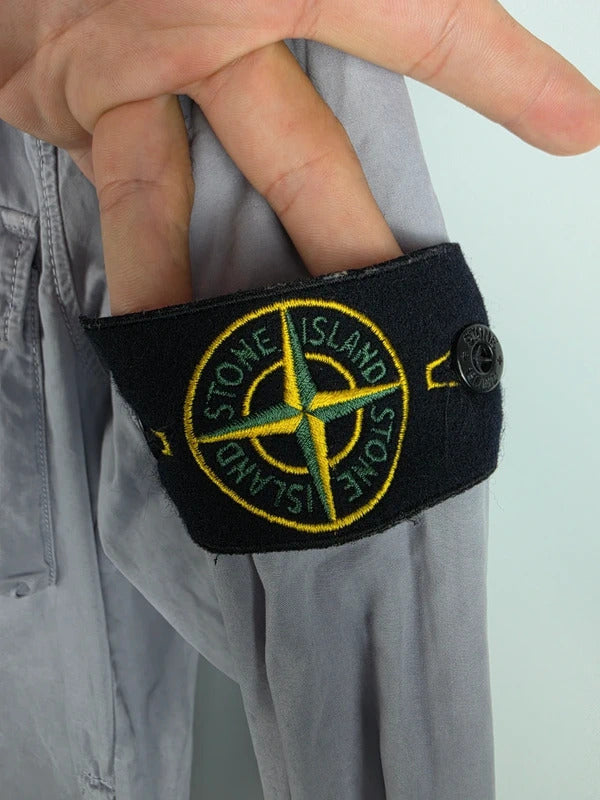 Stone Island SS18 Old Effect Hooded Canvas Overshirt, Grey – Size S