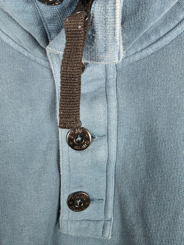 Stone Island Slate Blue Button-Zip Funnel Neck Jumper – Size L