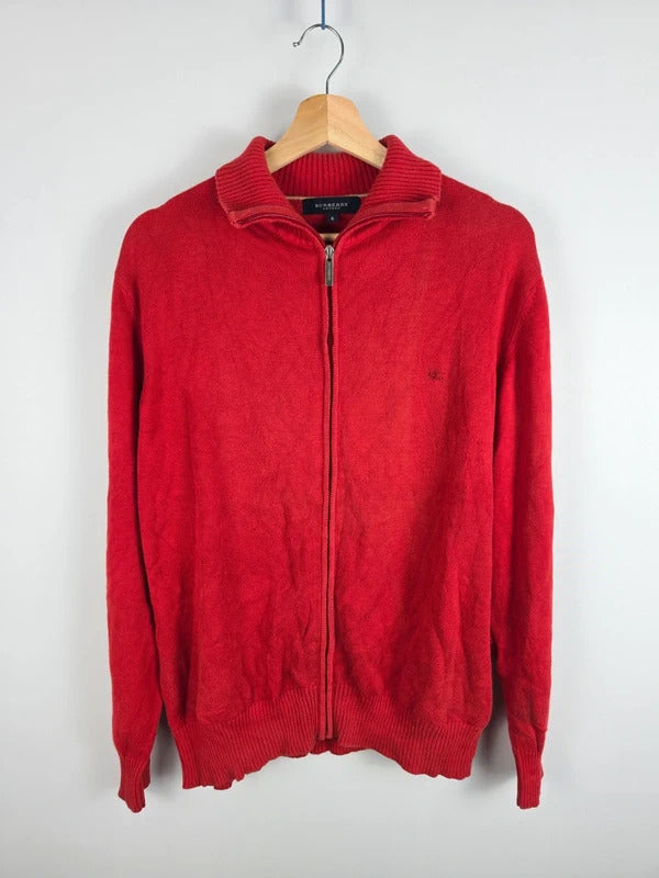 Burberry London Red Cotton Full-Zip Knit Cardigan – Size 6 ( L )