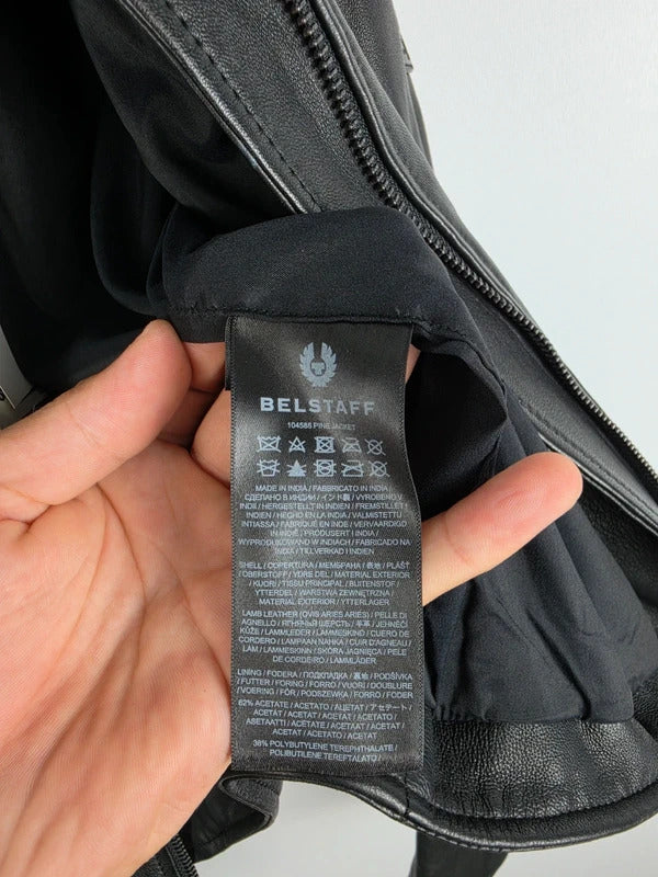 Belstaff Pine Black Lambskin Racer Jacket – UK 8 / IT 40