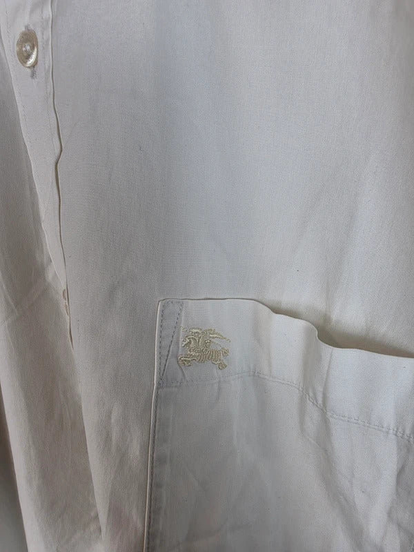 Burberry Brit Off-White Long Sleeve Shirt Nova Check Trim Cuffs - XL