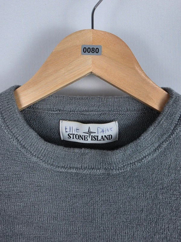 Stone Island Grey Fine Knit Crewneck Jumper Sweater Size L