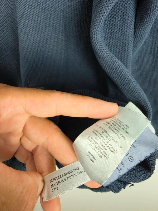 Polo Ralph Lauren Navy Pima Cotton Mesh Quarter-Zip Jumper – Size XXL