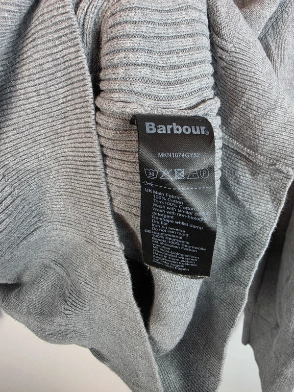 Barbour 100% Cotton 1/4 Zip Jumper Grey Melange - Size XL