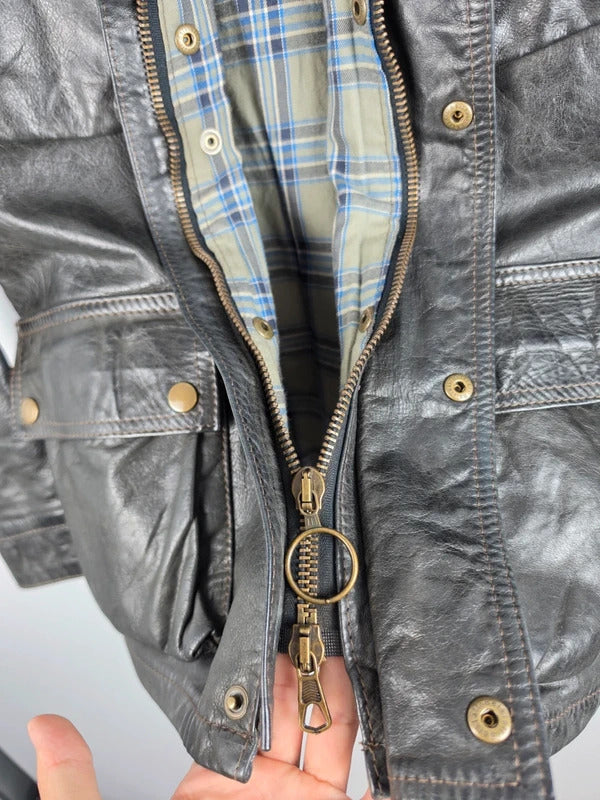 Belstaff Panther 1966 Black Leather Field Jacket – IT 42 / UK 10, Gold Label