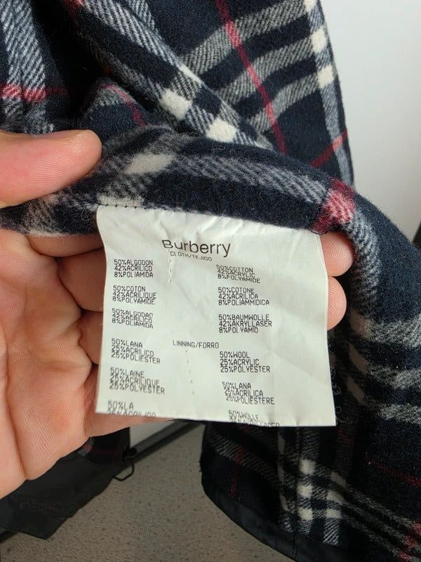 Vintage Burberry Nova Check Lined Field Jacket Coat Dark Grey / Black - Size 5 (XL)