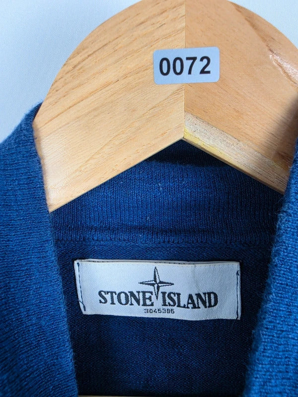 Stone Island Navy Cotton-Blend Henley Sweater – Size S