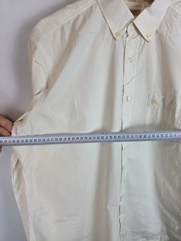 Burberry Brit Off-White Long Sleeve Shirt Nova Check Trim Cuffs - XL