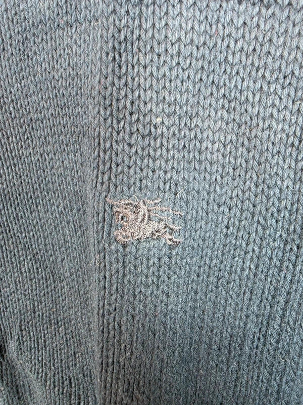 Burberry London Full Zip Cardigan Knit Jumper Navy Blue Size 4 - Large