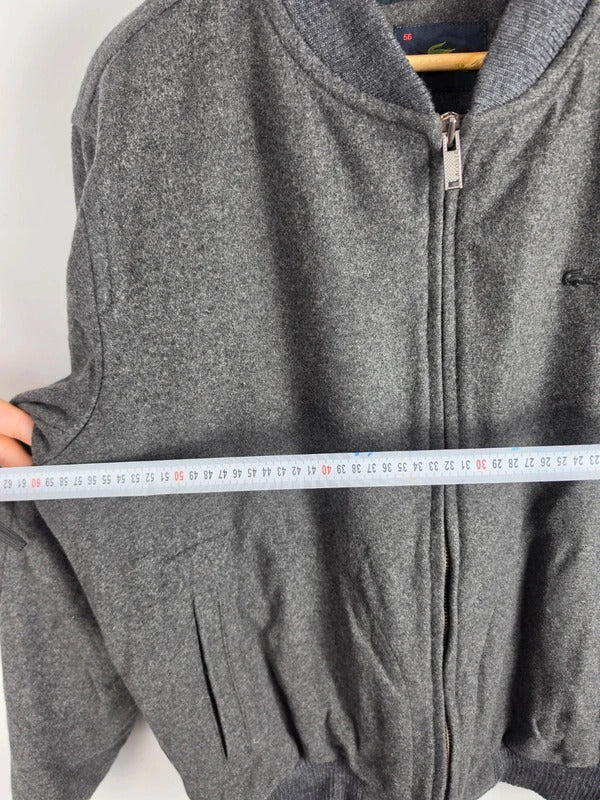 Lacoste Grey Wool-Blend Bomber Jacket – Size 56 (XL)