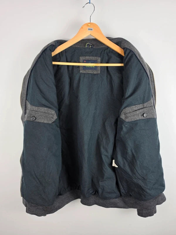 Lacoste Grey Wool-Blend Bomber Jacket – Size 56 (XL)