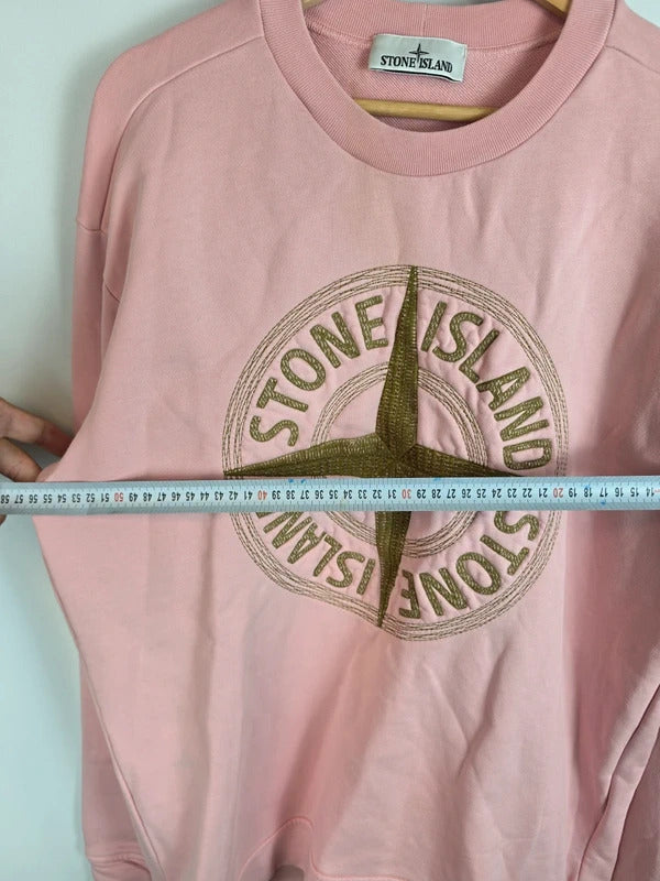 Stone Island Embroidered Compass Logo Sweatshirt Pink - Size L