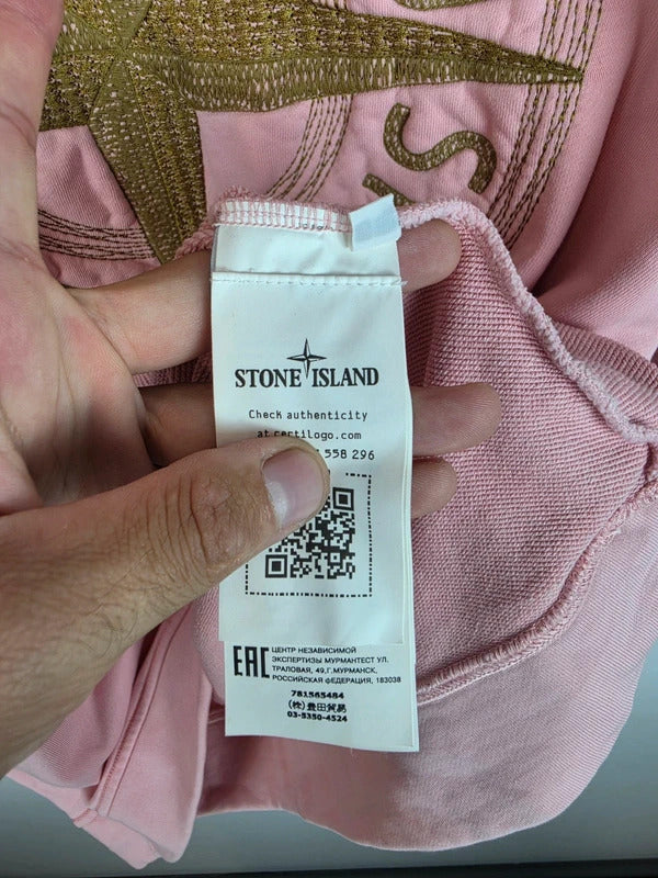 Stone Island Embroidered Compass Logo Sweatshirt Pink - Size L