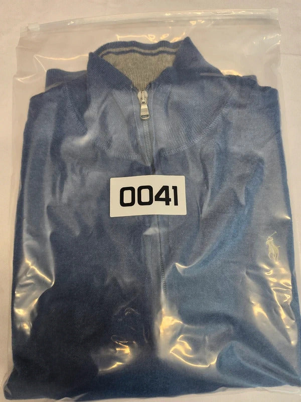 Polo Ralph Lauren Blue Quarter Zip Jumper Pony Logo - Large
