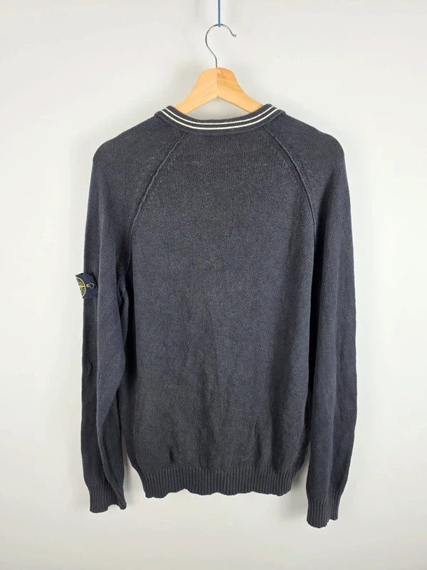 Stone Island Vintage Navy Fine Knit Crew Neck Jumper – Size XL