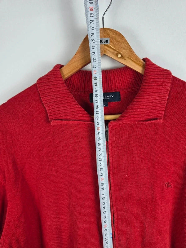 Burberry London Full-Zip Cotton Knit Cardigan Red – Size 7 ( L )