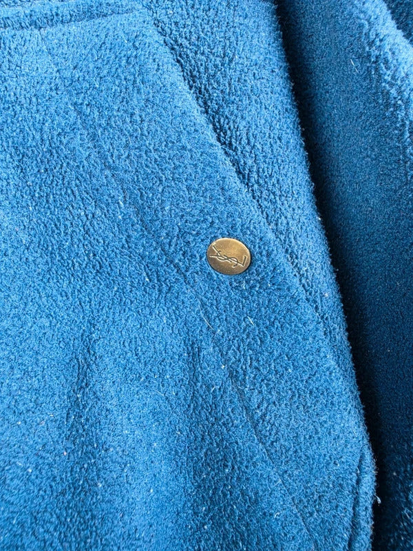 Yves Saint Laurent Pour Homme Navy Wool Blend Fleece Jacket – Size M