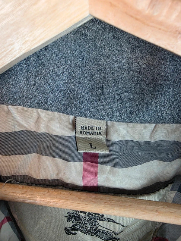 Vintage Burberry London Field Jacket Nova Check Lined Utility Coat Black Size L