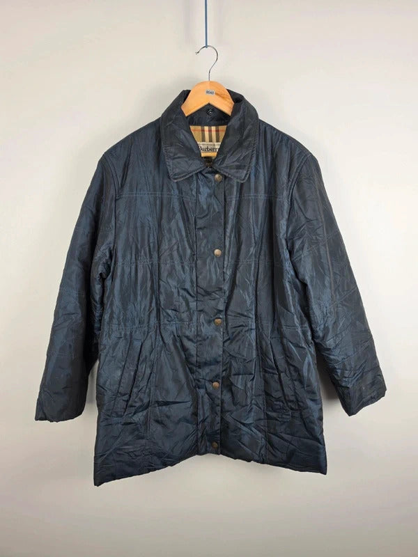 Vintage Burberrys Navy Quilted Jacket – Nova Check Lined, Size 44 ( L )