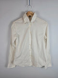 Burberry White Long Sleeve Embroidered Cuffs Shirt UK10