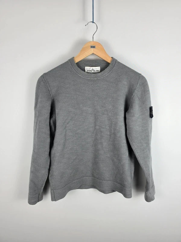 Stone Island Grey Fine Knit Crewneck Jumper Sweater Size L