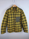 Burberry London Yellow Tartan Quilted Jacket Olive Trim Size 50 L